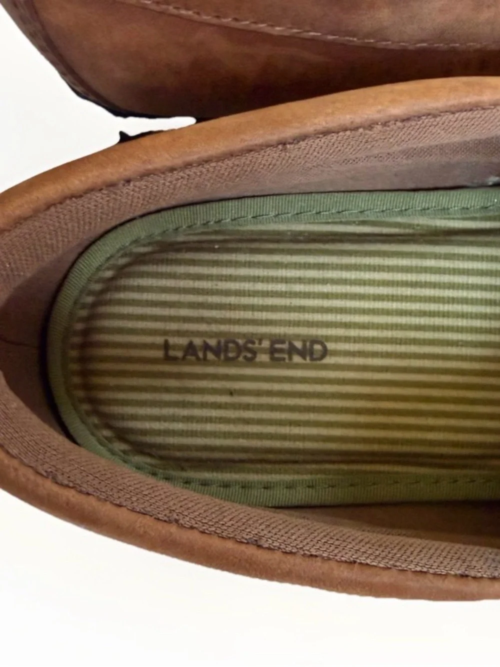 Lands End Mens 8D Brown Leather Boat Shoes Lace Up Driving Loafers Oxfords